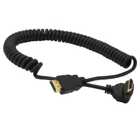PNGKNYOCN Right Angle HDMI Coiled Cable,270 Degree Upward Angle HDMI Male to HDMI Male Spring Spiral Cable Support 3D 1080P YOUCHENG for Camera, Monitor