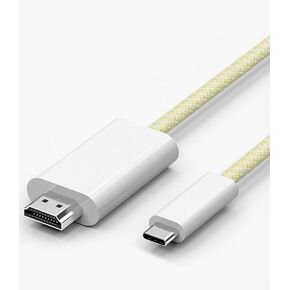 Apple USB-C to HDMI 4K@60Hz Nylon Braided Cable for iPhone 15 MacBook Pro Air iPad Pro, USB 3.1 Type C Digital AV HDMI 2.0 Cord Compatible with Samsung Galaxy S23, Pixelbook, XPS More (White, 6 Feet)