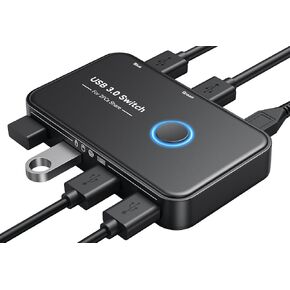USB 3.0 Switch, Giimake USB Switcher 2 Computers Sharing 4 USB Devices KVM Switcher Box for PC, Printer, Scanner, Mouse, Keyboard with 2 Pack USB Cable(Compatible with Mac/Windows/Linux)