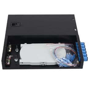 Xunsomten-12 Singlemode 12 Port SC-UPC Rack Mount Enclosure Box & Splice Trays Fiber Cables Kit, 12 Core LGX Loaded Patch Panel Box fits for 19" Racks Cabinet (Include Pigtail & Couplers)