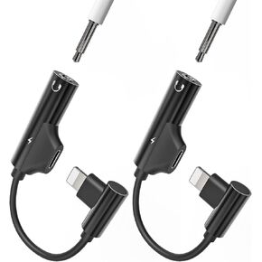 Hoyully iPhone Headphone Adapter Lightning to 3.5mm Jack AUX Dongle Cable Splitter, 2 Pack