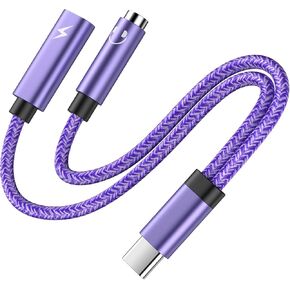USB-C to 3.5 mm Headphone and Charger Adapter for iPhone 15 Pro Max, 2-in-1 USB C to Aux Audio Jack and Fast Charging Dongle Cable Cord for Samsung Galaxy S24 S23 S22 S21 A14, Google Pixel 8 Pro 7a 6
