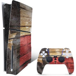 MightySkins Glossy Glitter Skin Compatible with Playstation 5 PS5 Slim Disk Edition Console Only - Texas Shiplap | Protective, Durable High-Gloss Glitter Finish | Easy to Apply | Made in The USA