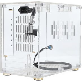 Mini ITX Case,360 Degree Hollow Cooling Computer Gaming Case,Clear Acrylic Panel,Simple Installation,for DIY Gamers