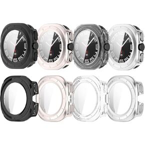 Case Covers for Samsung Galaxy Watch 7 Ultra 47mm with Built-in Tempered Glass Screen Protector，PC Hard Ultra-Thin Slim Fit Scratch Resistant Case for 47mm Galaxy Watch Ultra (4-Pack A)