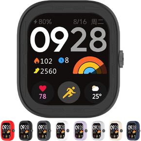 Case Cover Compatible with Redmi Watch 4, Soft Anti Drop Silicone Replacement Protective Cases Watch Accessories(Black)