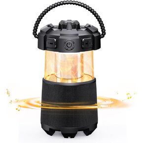 IPX5 Waterproof Outdoor Speakers, 360° Surround Stero Portable Wireless Speakers with [BT5.3 TWS Connection] for Camping, Flame Torch Atmosphere Light for Garden, Patio, Yard, Party and Hiking
