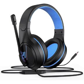 Gaming Headset Noise Cancelling Headphones with Microphone, Volume Control Memory Earmuffs Wired Stereo Headset Compatible with PS4, PS5, PC, Xbox One, Laptop, Nintendo Headphones for Adults and Kids