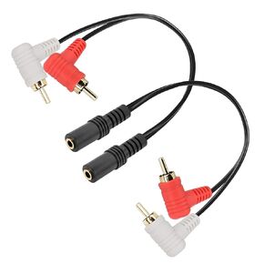 PNGKNYOCN 3.5mm to 2RCA Stereo Audio Y Cable，2 Pack 90 Degree RCA Male to 1/8 inch Female Short Audio Cord for TV,Smartphones,Tablets, Speakers,Home Theate and More(25cm)