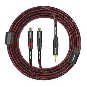 RCA to 1/8 Inch Y-Splitter Cable - Dual RCA Female to 3.5 mm Male Audio Cable - Stereo 3.5 mm to 2 RCA Plugs Adapter Y Breakout Cable - 1/8‘’ 3.5 mm to 2RCA Auxiliary Speaker Cord - 0.5M/1.6FT