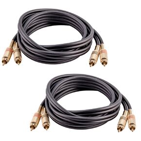 Seismic Audio - SAPRCA6-2 Pack of Premium 6 Foot Dual RCA Male to Dual RCA Male Audio Patch Cables - Black and Black - 2-RCA to 2-RCA Audio Cord