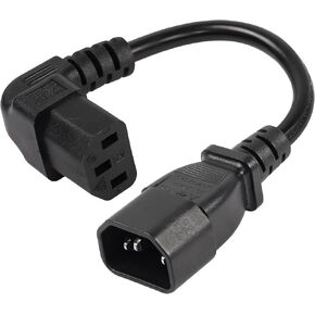 CERRXIAN 20cm 90 Degree IEC 320 C13 to C14 PDU Power Cable,C14 Male to Down Angle C13 Female Power Supply Extension Cord for Monitors,Computers,Etc(Dc13-c14)