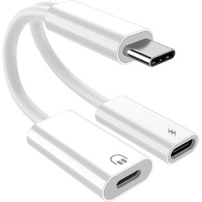 USB C Adapter for iPhone 15 Pro Max Plus Certified USB C to C Charging Adapter PD Fast Charger USB C for Lightning Audio Dongle Type C Spliter Nylon Braided Headphone Adapter for iPad 10 Pro Air 6 5 4