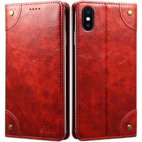 SINIANL iPhone 8 Plus Case, iPhone 7 Plus Case, Leather Wallet Folio Case Magnetic Closure Flip Cover with Stand and Credit Card Slot for iPhone 8 Plus / 7 Plus Brown