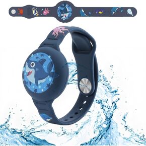 AirTag Bracelet for Kids, Waterproof Cute Cartoon Air tag Holder for Kids with Soft Silicone Full Coverage Anti-Lost Hidden Airtag Wristband Accessories for Child (Dark Blue) in Saudi Arabia
