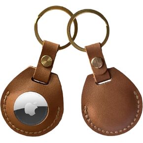 Compatible with Airtag Keychain Holder Full-grain Genuine Leather Key Ring Case for Air Tag Womens Men Gifts Unique Handmade