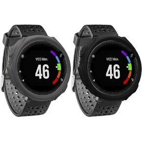 kwmobile Cases for Garmin Forerunner 235 / Forerunner 735XT - Set of 2 Silicone Covers (Fitness Tracker Not Included) - Black/Grey