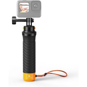 K&F Concept Waterproof Floating Hand Grip, Fast-Release Design Compatible with GoPro, Bottom 1/4 Interface for Most Other Action Cameras, Anti-Slip Handle, Wrist Strap for Water Sports