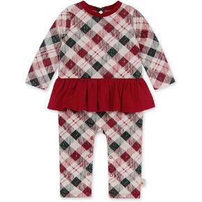 Burts Bees Baby Baby-Girls Long Sleeve Ruffle Bottom One Piece Coverall Romper Jumpsuit