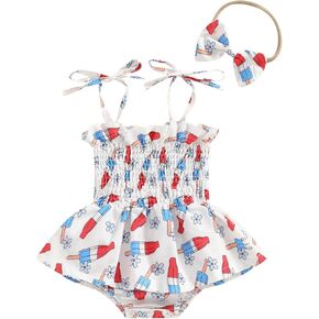 Newborn Baby Girl Summer Outfit Floral Romper Smocked Dress Toddler Girl Jumpsuit