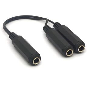 6.35 Guitar Cable Splitter, 6.35mm 1/4" Stereo Plug Female to Dual 6.35mm 1/4 Inch Mono TS Female Y Adapter Cord