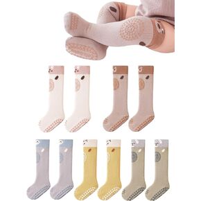 Baby Toddler Knee High Non Slip Socks Girl Boy Non-Skid Socks Newborn Infant Floor Crawling Stockings 5 Packs