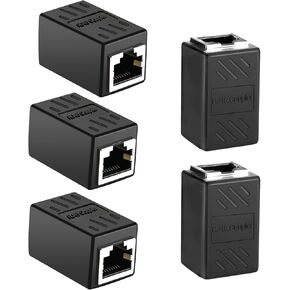 5PCS RJ45 Coupler Ethernet Extender Connector,Female to Female in Line Network Coupler for Cat7 Cat6 Cat5 Cat5e Ethernet Cable Extender Adapter