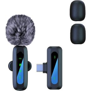 ميكروفون لاسلكي احترافي لأجهزة iPhone وiPad وميكروفون مع شاشة إلكترونية وواجهة إضاءة وميكروفون صغير مع تقليل الضوضاء لتسجيل الفيديو in Kuwait