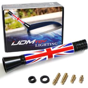 iJDMTOY 3-Inch Checkered White/Black Checkerboard Theme Short Antenna Compatible with Mini Cooper (All Models) & More Other Cars