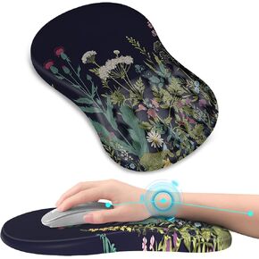 AIMSA Ergonomic Mouse Pad Wrist Rest Support, Thick Mousepad Upgraded Memory Foam, Pain Relief and Non-Slip PU Base for Home Office, Unicorn