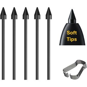 【5Pack Soft Tips】 OEM Tab S7/S8/S9 S Pen Tips,Nibs Replacement for Galaxy Tab S6 Lite,S7/S7FE,S8/S8+,S9/S9 FE All Verison Stylus S Pen Replacement Tips/Nibs+Tweezers (5PCS Soft Tips-Black)