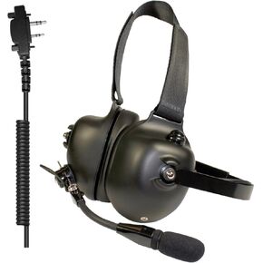 PRYME® Heavy Duty Behind The Head (Racing Style) Dual Muff Headset with Cable That Fits All ICOM Portable Radios Using a 2-pin Connector.