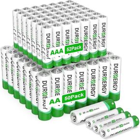 AA and AAA Batteries Combo Pack of 102, 52pcs Triple A Batteries 50pcs Double A Battery, Alkaline 1.5 Volt Remote Batteries Variety Pack AA AAA