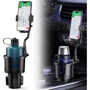 Cup Holder Phone Holder Mount [Super Stable and Durable] 2-in-1 Car Cup Holder Expander with Phone Mount with Adjustable Base,Thick Gooseneck 360° Swivel Cup Holder, Fits All Smartphones