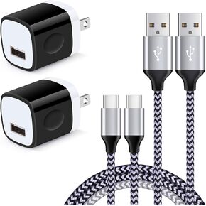 USB Type C Wall Charger Plug 5V 1A Power Adapter for Samsung Galaxy S22 S21s Ultra 5G S20 S10 S9 Plus Note 20 Note10 9 8, LG V70 V60 ThinQ G8 G6 with 2 Pack 6FT Type-C Fast Charging Cable Cords