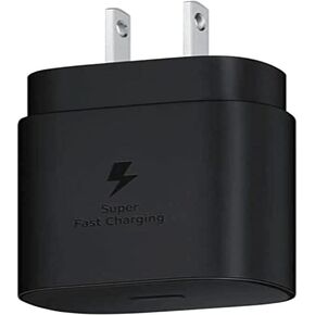 SAMSUNG 25W Wall Charger USB C Adapter, Super Fast Charging Block for Galaxy Phones and Devices, Cable Not Included, 2021, International Version, Black