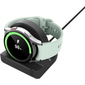 MoKo Charger Stand Compatible with Samsung Galaxy Watch Ultra/Watch 7/FE/6/5 40mm 44mm/Watch 6 Classic 43mm 47mm/Watch 5 Pro, Silicone Charging Stand Dock Station Holder w/Non-Slip Base, Black