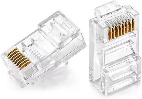 10 عبوات من موصلات Cat6 Cat 5 RJ45 من خلال الموصلات تنتهي مطلية بالذهب 8P8C لـ UTP المجدولة، كابل إيثرنت سلكي صلب in Kuwait