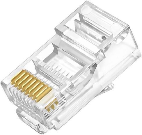 10 عبوات من موصلات Cat6 Cat 5 RJ45 من خلال الموصلات تنتهي مطلية بالذهب 8P8C لـ UTP المجدولة، كابل إيثرنت سلكي صلب in Kuwait