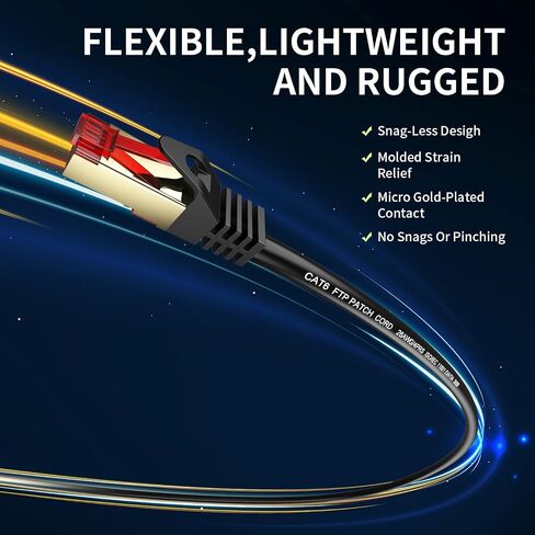 Cat6 Outdoor/Indoor Ethernet Cable 50ft.Waterproof, Direct Burial, In-Ground, UV Jacket, POE, Network, Internet, Cat 6, Cat6 Cable - 50ft in Kuwait