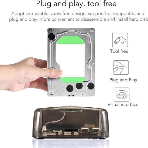 External Hard Drive Bay, USB 3.0 to SATA IDE Dual Bay, External Hard Drive Dock Offline Clone Support 20TB 6Gbps for 2.5in 3.5in HDD SSD IDE (US Plug) in Saudi Arabia