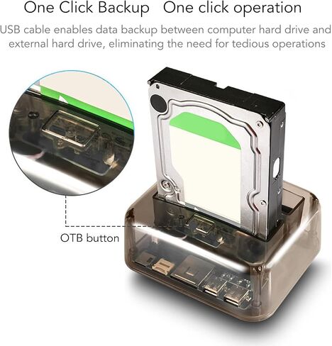 External Hard Drive Bay, USB 3.0 to SATA IDE Dual Bay, External Hard Drive Dock Offline Clone Support 20TB 6Gbps for 2.5in 3.5in HDD SSD IDE (US Plug) in Saudi Arabia