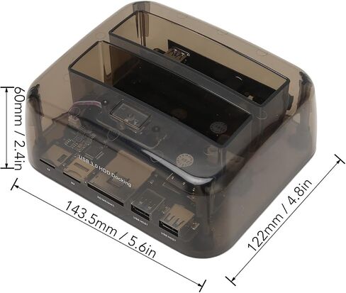 External Hard Drive Bay, USB 3.0 to SATA IDE Dual Bay, External Hard Drive Dock Offline Clone Support 20TB 6Gbps for 2.5in 3.5in HDD SSD IDE (US Plug) in Saudi Arabia