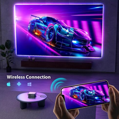 جهاز عرض صغير، جهاز عرض محمول iTJQ WiFi يدعم 1080 بكسل، جهاز عرض صغير للأفلام الخارجية، جهاز عرض أفلام متوافق مع الهاتف الذكي / الكمبيوتر المحمول / عصا التلفزيون / PS4، HDMI / USB للمسرح المنزلي in Saudi Arabia