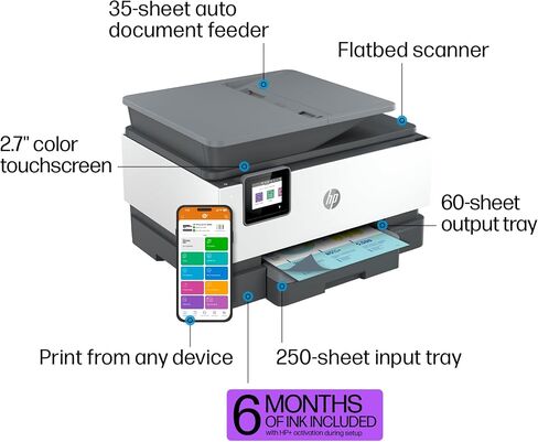 HP OfficeJet Pro 9018e Wireless All-in-One Color Inkjet Printer, Print, scan, copy, fax, ADF, Duplex printing best for office, 6 months of ink included (1G5L5A) (Renewed Premium) in Saudi Arabia
