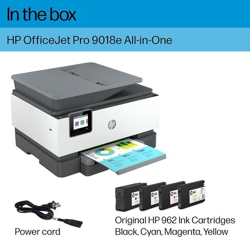 HP OfficeJet Pro 9018e Wireless All-in-One Color Inkjet Printer, Print, scan, copy, fax, ADF, Duplex printing best for office, 6 months of ink included (1G5L5A) (Renewed Premium) in Saudi Arabia