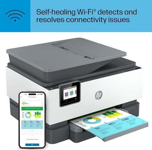 HP OfficeJet Pro 9018e Wireless All-in-One Color Inkjet Printer, Print, scan, copy, fax, ADF, Duplex printing best for office, 6 months of ink included (1G5L5A) (Renewed Premium) in Saudi Arabia