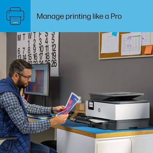 HP OfficeJet Pro 9018e Wireless All-in-One Color Inkjet Printer, Print, scan, copy, fax, ADF, Duplex printing best for office, 6 months of ink included (1G5L5A) (Renewed Premium) in Saudi Arabia