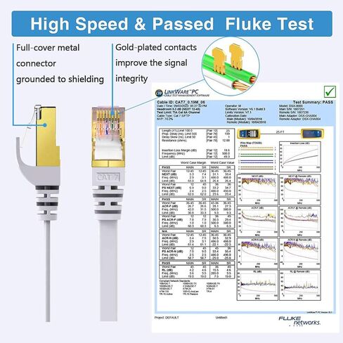 Cat7 Ethernet Cable Flat Network Cable with Rj45 Connectors, High Speed Network LAN Cable with one RJ45 Coupler, for Computer,Router, Modem, PS4, Xbox one, Switch Boxes (25 Feet) in Saudi Arabia