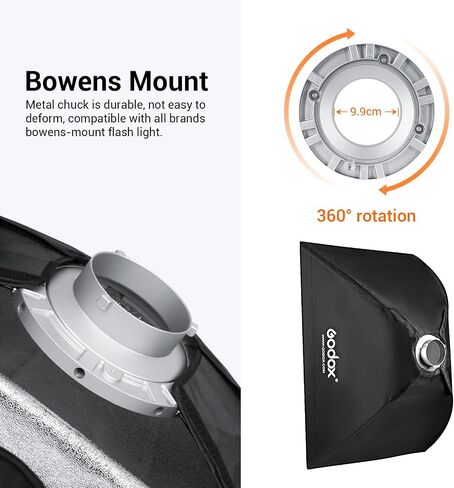 Godox 23.6''x35.4''/60x90cm Bowens Mount Softbox مع شبكة قرص العسل لإضاءة فيديو استوديو Godox LED - تأثير ضوء ناعم، زاوية قابلة للتعديل، مناسبة للتصوير الفوتوغرافي في الاستوديو in Saudi Arabia